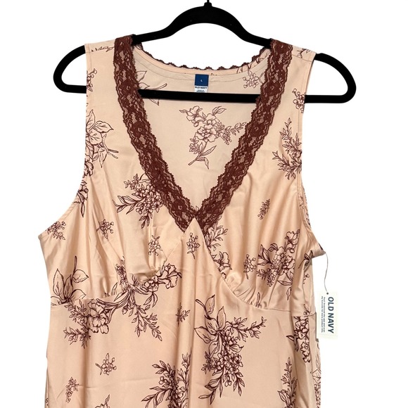 Old Navy Womens Slip 90s Dress Preppy Floral Feminine Lace Trim Pink Size L - Picture 5 of 7